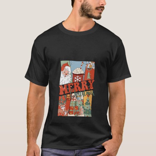 Retro Vrolijk Kerstmis Sinterklaas Rendier Lelijk T-shirt (Voorkant)