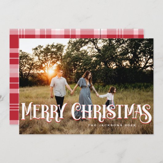  retro vrolijk kerstontwerp feestdagenkaart (Voorkant / Achterkant)