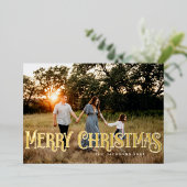  retro vrolijk kerstontwerp folie feestdagenkaart (Staand Voorkant)