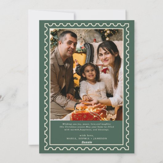 Retro Vrolijk Kerststempel Foto Familie Vakantie Feestdagenkaart (Achterkant)