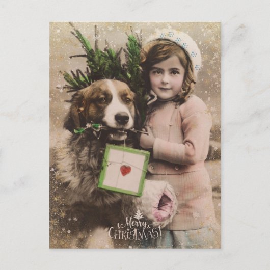  retro vrolijk kerstvakantie briefkaart (Voorkant)