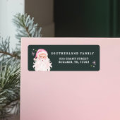 Retro  Vrolijk & Roze Waterverf Sinterklaas Etiket