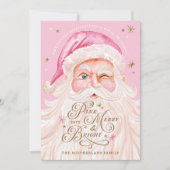 Retro  Vrolijk & Roze Waterverf Sinterklaas Feestdagenkaart (Voorkant)