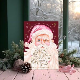 Retro Vrolijk & Roze Waterverf Sinterklaas Feestdagenkaart