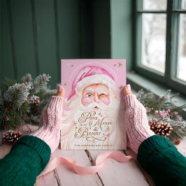 Retro  Vrolijk & Roze Waterverf Sinterklaas Feestdagenkaart