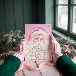 Retro Vrolijk & Roze Waterverf Sinterklaas Feestdagenkaart