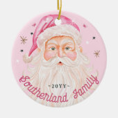 Retro  Vrolijk & Roze Waterverf Sinterklaas Keramisch Ornament (Voorkant)