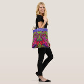 Retro Vrolijke Harten en Bloemen Multicolor Tote Bag (Op model)