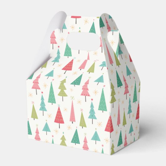Retro Vrolijke kerstbomen Leuk vakantiepatroon Bedankdoosjes (Achterkant)