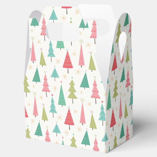 Retro Vrolijke kerstbomen Leuk vakantiepatroon Bedankdoosjes (Geopend)