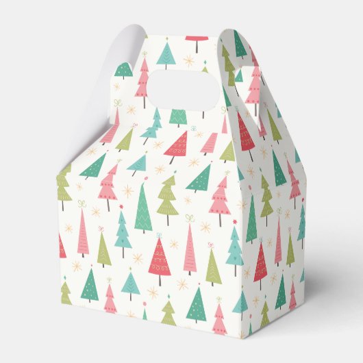 Retro Vrolijke kerstbomen Leuk vakantiepatroon Bedankdoosjes (Voorkant Zijde)