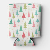 Retro Vrolijke kerstbomen Leuk vakantiepatroon Blikjeskoeler (Voorkant)