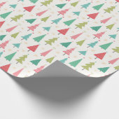 Retro Vrolijke kerstbomen Leuk vakantiepatroon Cadeaupapier (Hoek)