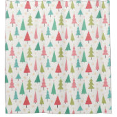 Retro Vrolijke kerstbomen Leuk vakantiepatroon Douchegordijn (Voorkant)