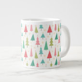 Retro Vrolijke kerstbomen Leuk vakantiepatroon Grote Koffiekop (Voorkant rechts)
