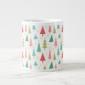 Retro Vrolijke kerstbomen Leuk vakantiepatroon Grote Koffiekop (Voorkant)