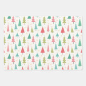 Retro Vrolijke kerstbomen Leuk vakantiepatroon Inpakpapier Vel (Voorkant)