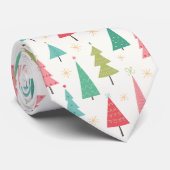 Retro Vrolijke kerstbomen Leuk vakantiepatroon Stropdas (Opgerold)