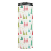 Retro Vrolijke kerstbomen Leuk vakantiepatroon Thermosbeker (Achterkant)