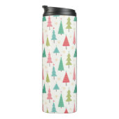 Retro Vrolijke kerstbomen Leuk vakantiepatroon Thermosbeker (Geroteerd rechts)