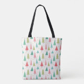 Retro Vrolijke kerstbomen Leuk vakantiepatroon Tote Bag (Achterkant)