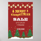 Retro Vrolijke Kerstbomen Zakelijke Sale Advertent Poster (Voorkant)