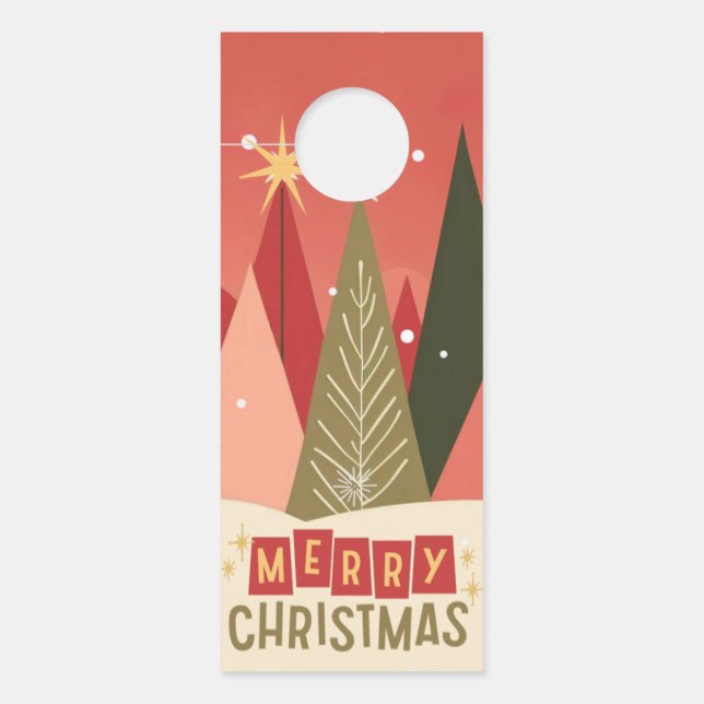 Retro/ Vrolijke Kerstboom Deurhanger (Voorkant)