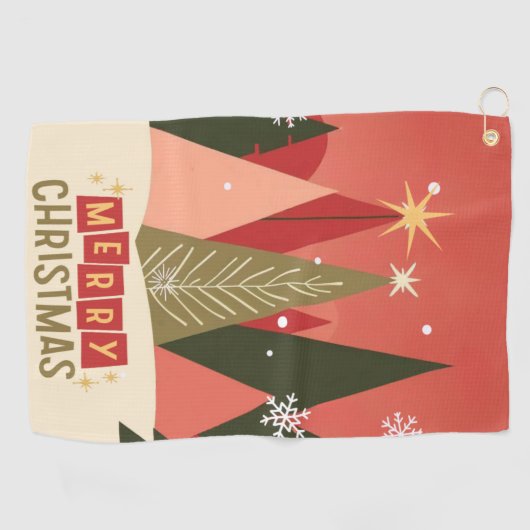 Retro/ Vrolijke Kerstboom Golfhanddoek (Horizontaal)