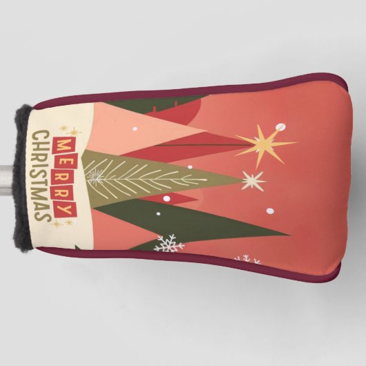 Retro/ Vrolijke Kerstboom Golfheadcover (Voorkant)
