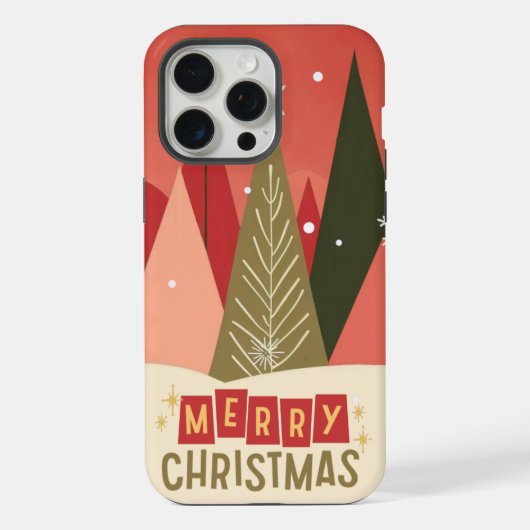 Retro/ Vrolijke Kerstboom iPhone Hoesje (Achterkant)