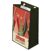 Retro/ Vrolijke Kerstboom Klein Cadeauzakje (Achterkant Gekanteld)