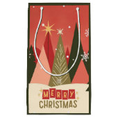 Retro/ Vrolijke Kerstboom Klein Cadeauzakje (Voorkant)