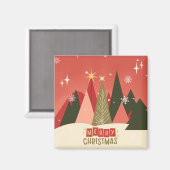 Retro/ Vrolijke Kerstboom Magneet (Voorkant / Achterkant)