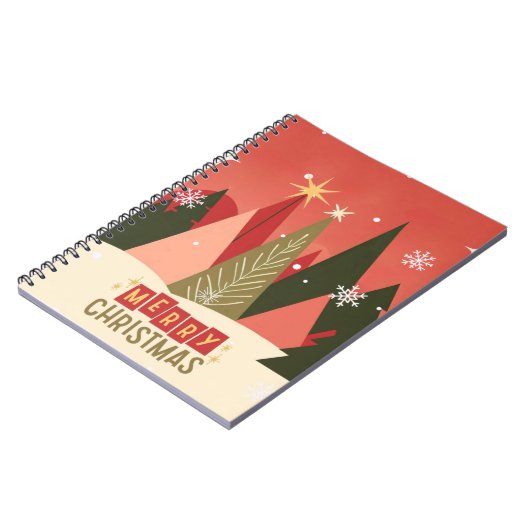 Retro/ Vrolijke Kerstboom Notitieboek (Linkerzijde)