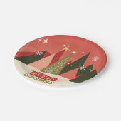 Retro/ Vrolijke Kerstboom Papieren Bordje (Gekanteld)