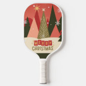 Retro/ Vrolijke Kerstboom Pickleball Paddle (Voorkant)