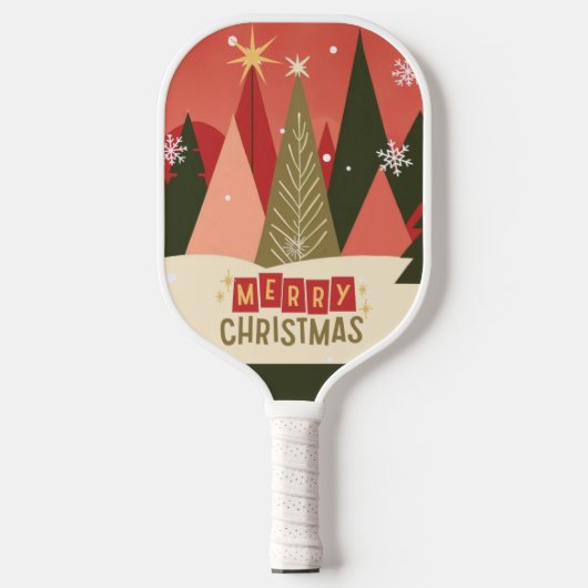 Retro/ Vrolijke Kerstboom Pickleball Paddle (Voorkant)