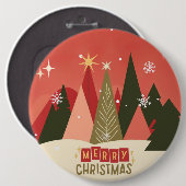 Retro/ Vrolijke Kerstboom Ronde Button 6,0 Cm (Voorkant /achterkant)