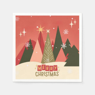 Retro/ Vrolijke Kerstboom Servet