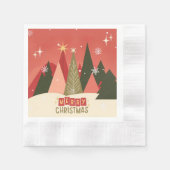 Retro/ Vrolijke Kerstboom Servet (Voorkant)