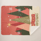 Retro/ Vrolijke Kerstboom Sherpa Deken (Voorkant (horizontaal))