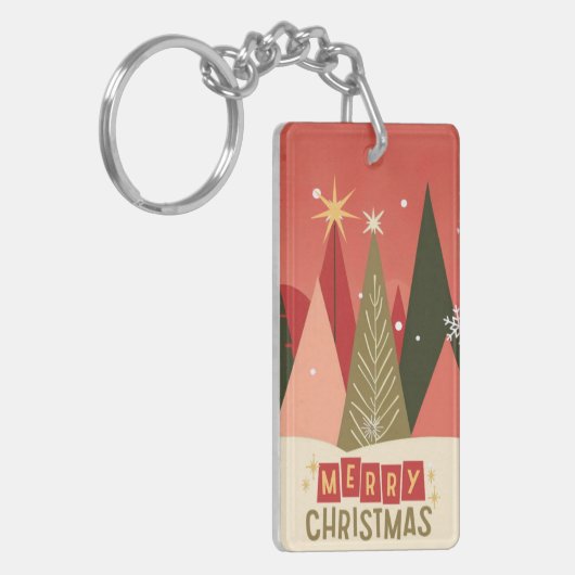 Retro/ Vrolijke Kerstboom Sleutelhanger (Voorkant Links)
