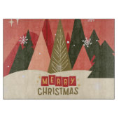 Retro/ Vrolijke Kerstboom Snijplank (Voorkant)