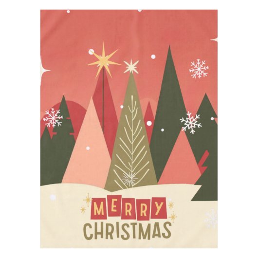 Retro/ Vrolijke Kerstboom Tafelkleed (Voorkant)