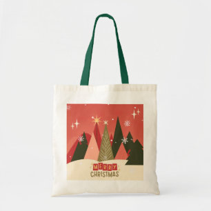 Retro/ Vrolijke Kerstboom Tote Bag