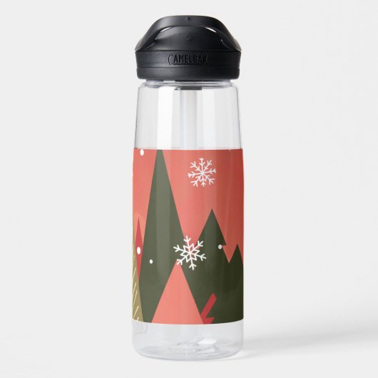 Retro/ Vrolijke Kerstboom Waterfles (Achterkant)