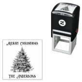 Retro  Vrolijke Kerstboom Zelfinktende Stempel (In situ)