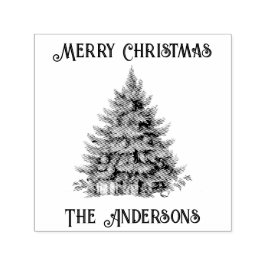 Retro  Vrolijke Kerstboom Zelfinktende Stempel