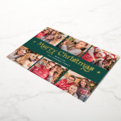 Retro Vrolijke Kerstmis Fotocollage Folie Feestdagenkaart (Gedraaid)