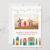 Retro Vrolijke Kerstmis Fotokaarten Feestdagenkaart (Voorkant)